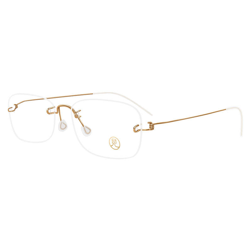 Fashionable Square Round Frameless Lightweight Glasses | Gold