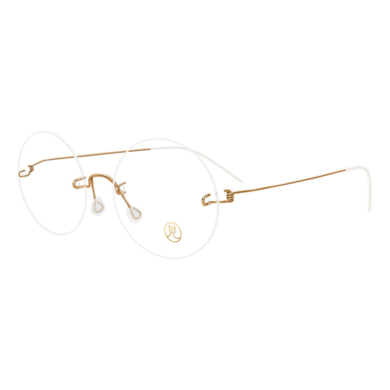 Fashion Round Frameless Lightweight Glasses | Gold