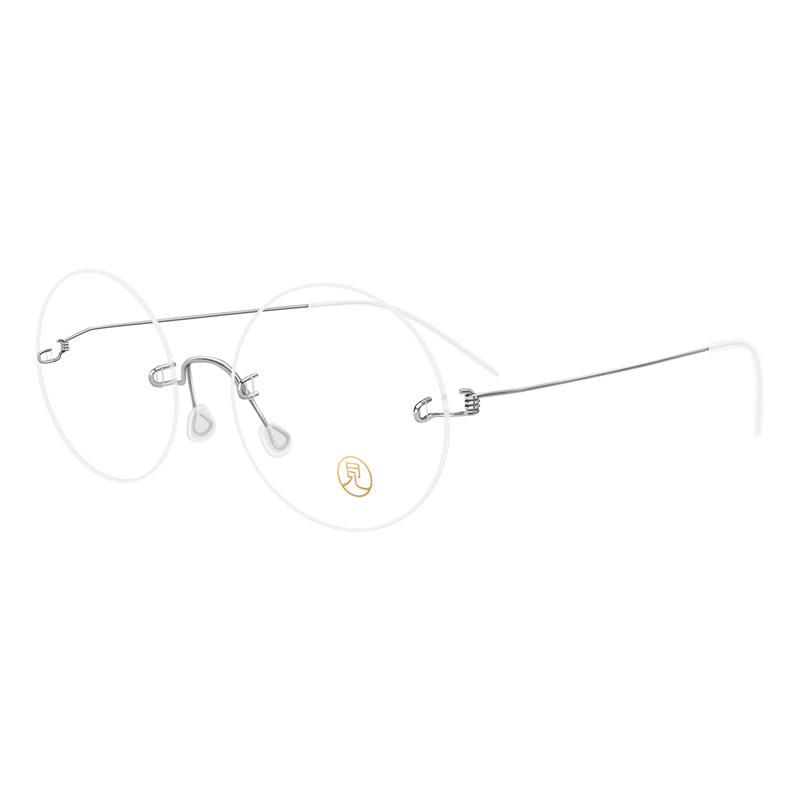 Fashion Round Frameless Lightweight Glasses | Silver