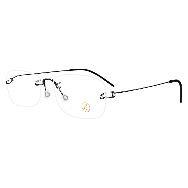 Fashionable Square Round Frameless Lightweight Glasses | Black