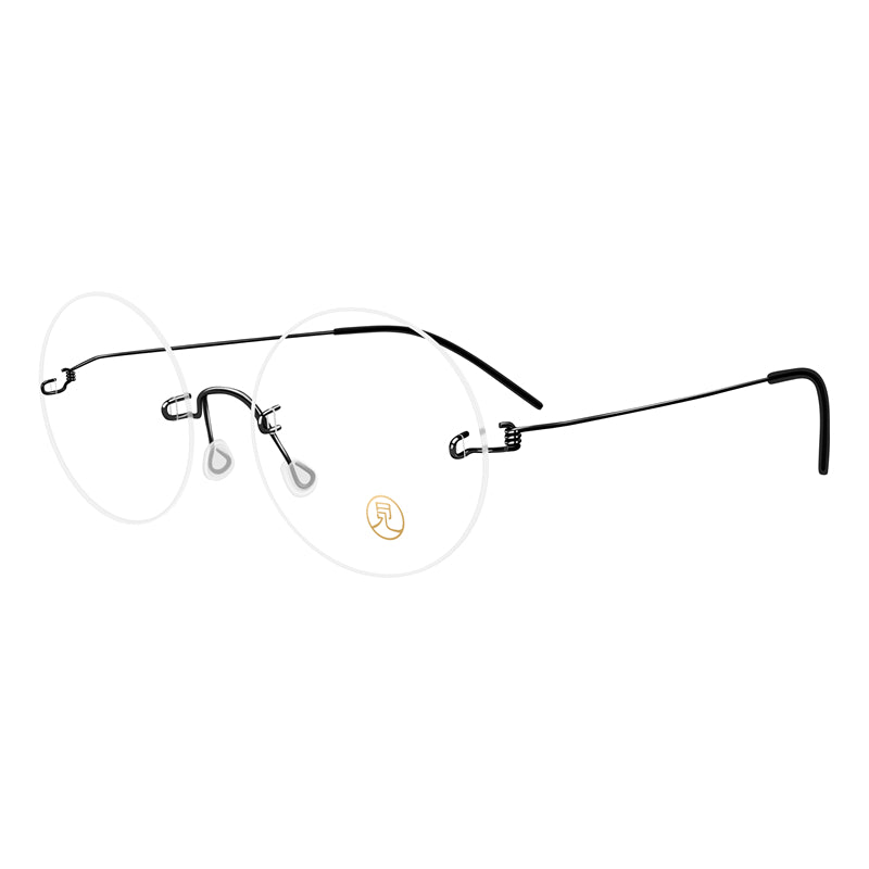 Fashion Round Frameless Lightweight Glasses | Black